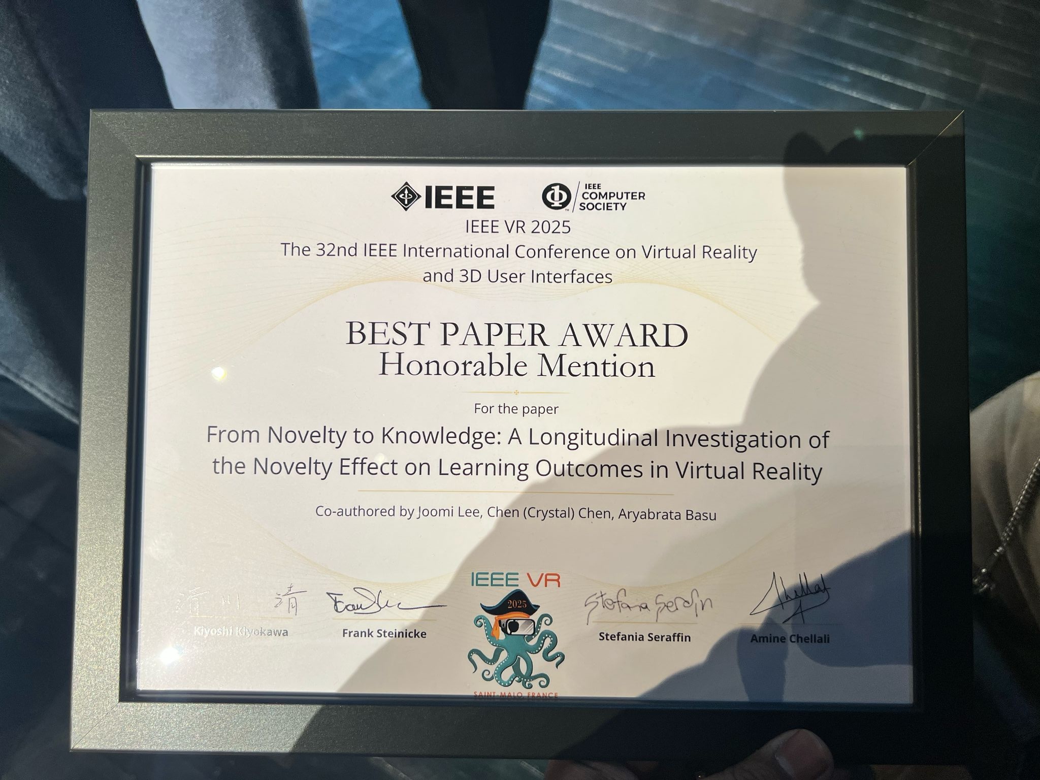 IEEE VR 2025 best paper honorable mention award